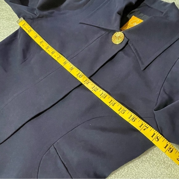 Christian Lacroix Women's Blazer blue wool gold top button size 8 Italy jacket - Picture 12 of 13